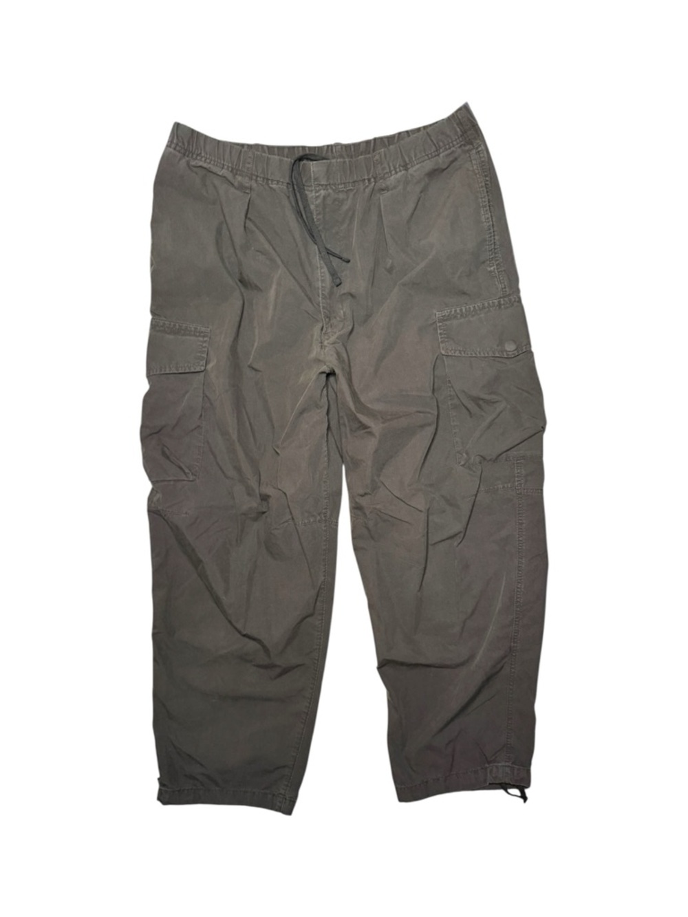 Uniqlo Cargo Pants Mens XL Black Baggy Drawstring Ankle Cinch Lightweight